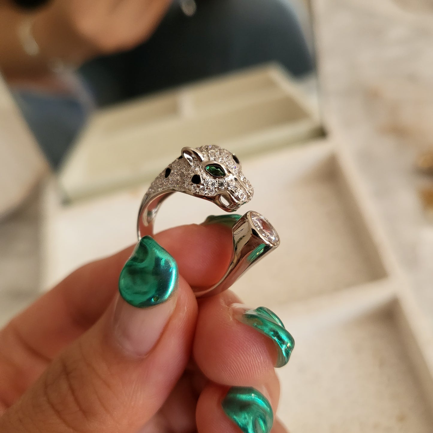 Emerald Panther Ring