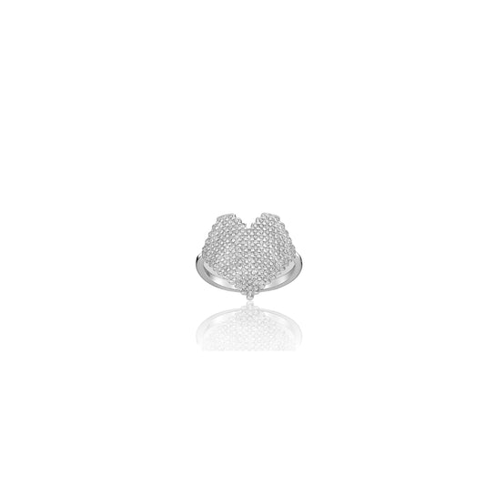 Heart shaped ring with cluster CZ diamonds